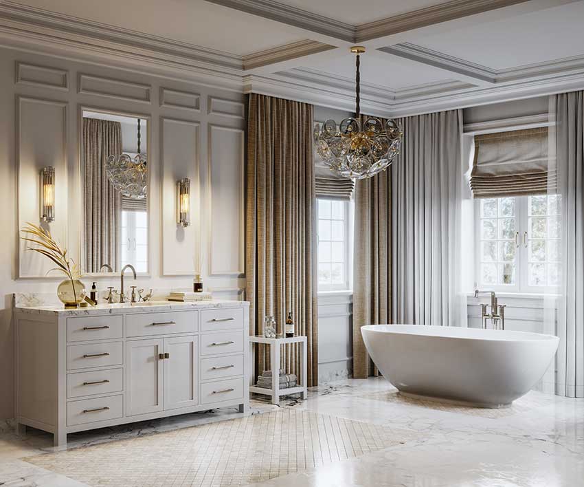 white-bathroom-with-beige-curtains