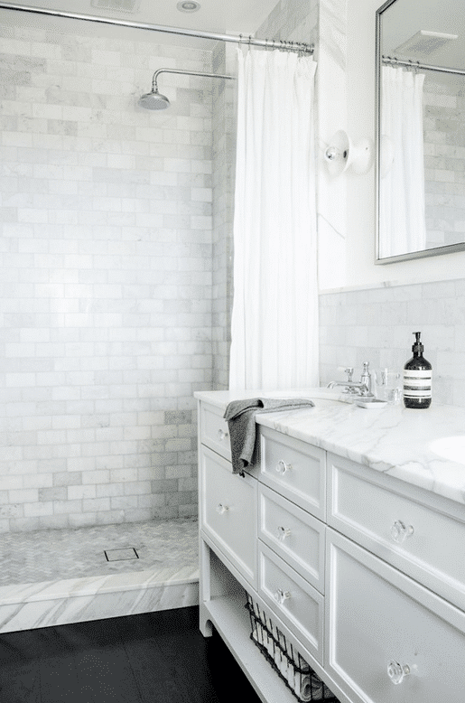 White shaker cabinet style for bath